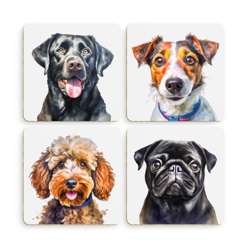 Set of Watercolour Dogs Coasters Gift